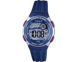 Xonix BBO-006 - Horloge - Polshorloge - Digitaal - Kinderen - Unisex - Rond - Siliconen band - ABS - Schermverlichting - Alarm - Datumaanduiding - Start-Stop - Tweede tijdzone - 12/24H - Chronograaf - DonkerBlauw - LichGrijs - Rood