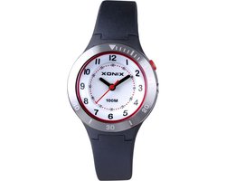 Xonix WU-A07 - Horloge - Analoog - Kinderen - Siliconen band - ABS - Cijfers - Achtergrondverlichting - Waterdicht - 10 ATM - Zwart - Rood - Wit