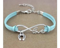12Getit Armbandje turquoise met paarden hoefijzer hangertje