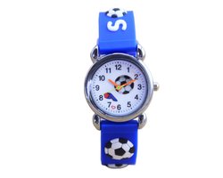 12Getit Jongens horloge voetbal donkerblauw met siliconen bandje.
