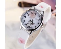12Getit Poezen oortjes kinderhorloge wit