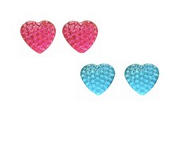 2 paar- clip oorbellen- Hannah- roze - blauw-geen gaatje- Charme Bijoux