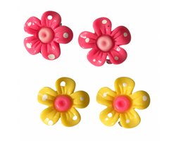 2 Paar Clip oorbellen Sunny geel roze