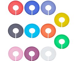 20 stuks ronde kastverdelers in 11 kleuren, kleurrijk plastic kledingrek, herbruikbaar, kledingkastverdelers, hangers, labels en organizers voor het organiseren van je kleding thuis.