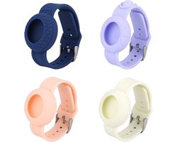 4 Pack Siliconen AirTag Armband voor Kinderen - Verstelbare GPS Polsband Houder Compatibel met Apple Item Finder - Blauw