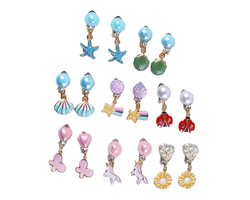 8 Stuks - Clip Oorbellen Kinderen - Meisjes Oorbellen - Oorclips - Vlinder Madelief Regenboog - Kinderoorbellen