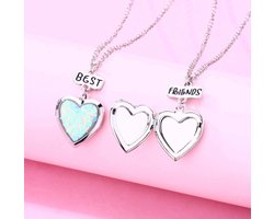 Akyol - Best Friends - 2 Leuke Vriendschapskettingen -vriendinnen ketting -bff cadeau -best friends cadeau- Roze & Blauwe Hartjes - Best Friends – bff – hartje – samenvoegen – blauw – roze – vriendschap – Friends