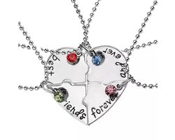 Akyol - Best Friends - 4 Leuke Vriendschapskettingen - vriendinnen ketting - bff cadeau - best friends cadeau - Best Friends – bff – vier delige ketting – hartje – samenvoegen – blauw – roze – rood – groen- vriendsc