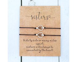 Akyol - Vriendschapsarmband - armband voor zusjes- zussen armband -sisters armband -cadeau voor zus -zusjes armband -armband voor 2Afstelbaar - Hartje - Armband - Geschenk - Cadeau - Liefde – Vriendschap – 30 cm - best friends armband