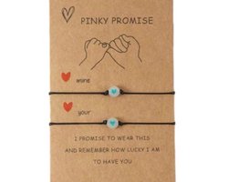Akyol - Vriendschapsarmband - Cadeau voor vriend -vriendschaparmband -armband voor 2- armband voor vriendinnen --GELUKSARMBAND - Pinky promise - BFF - Vrienden - Relatie - Hartje – Wit – friend bracelet - 30 cm - glow in the dark