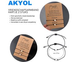 Akyol - Vriendschapsarmband - Cadeau voor vriend -vriendschaparmband -armband voor 2- armband voor vriendinnen --GELUKSARMBAND - Pinky promise - BFF - Vrienden - Relatie - Hartje – Wit – friend bracelet - 30 cm