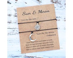 Akyol - Vriendschapsarmband - Pinky promise - BFF - vrienden armband - moeder dochter armband - armband voor moeder en dochter - maan en zon armband - Armband set -- relatie armband hanger sun and moon - 2 stuks