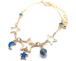 Armband Meisje- Bedelarmbandje Meisje Ster- Meisjes Bedelarmband- Blauw- Armband Maan- Kind-LiLaLove