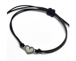 Armband Meisje- Glow in the Dark Armband- Meisjes armbandje hartje- Armband Hartje- Leer- Touw- Kind- LiLaLove
