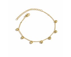 Armband Meisje- Goudkleurig- Hartjes Bedelarmband- Meisjes Armband- Bedelarmbandje Meisje- Stainless Steel-Kind- LiLaLove