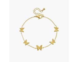 Armband Meisje- Meisjes Armband Vlinder- Goudkleurig Armbandje Meisje- LiLaLove Vlinder Armband- Gold Plated Staal- Kind