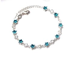 Armband Meisje- Meisjes armband Zilver 925 Sterling- Armband Sterren Blauw- Sterretjes Armband- Kind- LiLaLove