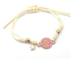 Armband Meisje- Touwarmband Bloem Roze- Meisjes armbandje Bloem- Armband Bloem- Touw- Kind- LiLaLove