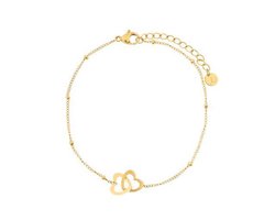 Armband om te delen hartjes - Volwassenen - Goud - Stainless steel (verkleurt niet) - Verlengkettinkje