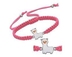 Armband zilver meisje | Katoenen armband, zilveren alpaca