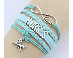 Armbandje Turquoise met paarden (Horses) hangertje.
