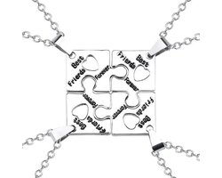 BFF Ketting Voor 4 - Vriendschapsketting Puzzel Hartjes - Best Friends Ketting - Kasey
