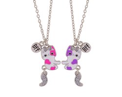 BFF vriendschapsketting voor 2 - BFF Ketting - Knuffelende poesjes Roze en Paars - Beste vriendinnen kettingen - Verjaardagscadeau - Vriendschap cadeau