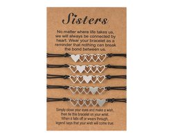Bixorp Friends Vriendschapsarmbandjes voor 5 met Zilverkleurige Hartjes - BFF Armband
Meisjes - Best Friends Armband Vriendschap Cadeau voor Vijf