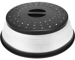 BLACK Microwave Food Cover, Microwave Food Splatter Guard, Microwave Compressible Food Lid Cover with Vent Steam and Handle