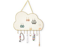 Brenzoos - Sieradenstandaard voor aan de muur met 10 haken, metalen oorbelhouder, armbanden en halskettingen display - Sieradenopslag en organizer voor oorbellen - Cadeau voor meisjes en vrouwen.