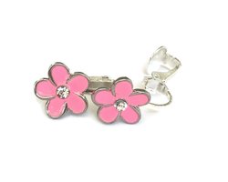 Clip Oorbellen Kinderen - Oorclips - Bloem - Groot - Roze - 1 Glitter - Knopje - MNQ bijoux