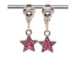 Clip Oorbellen Kinderen - Oorclips - Glittersterretjes - Roze - Hangers - MNQ bijoux