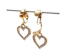 Clip Oorbellen Kinderen - Oorclips - Hart - Open - Veel glitters - Goud - Hangoorbellen - MNQ bijoux