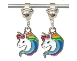 Clip Oorbellen Kinderen - Oorclips - Unicorn - Eenhoorn - Regenboog - Hangoorbellen - MNQ bijoux