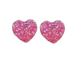 clip oorbellen -roze -hartje -kinderen- geen gaatje- Charme Bijoux