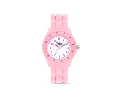 Colori Kidz 5-CLK121 Kinderhorloge - Siliconen Band - Ø 30 mm - 20 mm Wijzerplaat - Hartjes - Roze