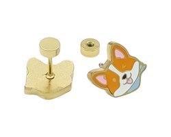 Corgi hond oorknopjes voor meisje - Premium gold-plated staal - 9 x 8 mm