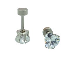 CZ Hart Oorknopjes - 6mm - Stainless Steel - Cadeau meisje of vriendin