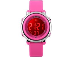 Digitaal Kinderhorloge – LED Display – Hartjes – Geschenkdoosje - Roze