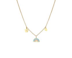 Elli - Halsketting - Kinderen Regenboog Hart Bloem hanger met kristallen en emaille in 925 Sterling Zilver - Dames