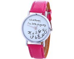 Fako Bijoux® - Horloge - Whatever, I'm Late Anyway - Fuchsia