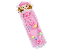 Fako Bijoux® - Kindersieraden Set - Kinderketting & Armband - Plastic - Bloemetjes - Lichtroze