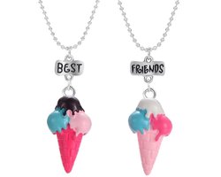 Fako Bijoux® - Vriendschapsketting - BFF Ketting - IJsjes - IJshoorntjes - Best Friends - Roze