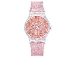 Fako - Kinderhorloge - Shiny Glitter - Plastic - 34mm - Roze