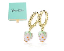 Faune et Fleur Aardbei - zilveren meisjes oorbellen - 14k Goud Verguld - 925 Zilver - Cadeau Kind Verjaardag Meisje