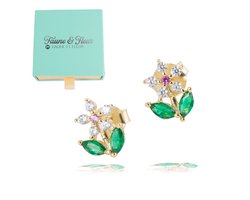 Faune et Fleur Bloem - zilveren meisjes oorbellen - 14K Goud Verguld - 925 Zilver - Cadeau Kind Verjaardag Meisje