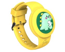 Furley’s Waterdichte Armband voor Kinderen – Geschikt voor Apple AirTag – Verstelbare Siliconen Band – Veilig & Comfortabel – Gele Dino