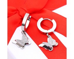 Gading® dames meisjes oorbellen met vlindertje-zilver-13mm-25mm