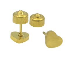 Goudkleurige hart oorbellen – Kleine oorknopjes met druksluiting - 6mm