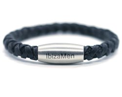 IbizaMen KIDS - jongens - armband - leer - zwart - vintage - 5mm